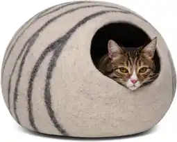 Amazon MEOWFIA kattenbedgrot, kattenhuis, kattengrot premium vilten - handgemaakt 100% merinowolbed voor katten en kittens (lichtgri aanbieding