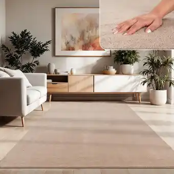 Amazon Tapijt voor woonkamer Eenkleurig Wasbaar Zacht kortstondig pooltje, Maat:240x340 cm, Kleur:Beige aanbieding