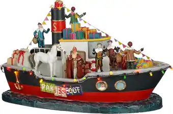 Intratuin Luville Molendam kerstdorpminiatuur pakjesboot 32,5 x 17,5 x 19 cm aanbieding