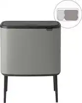 Bol.com Brabantia Bo Touch Bin Prullenbak - 11 + 23 liter - Afvalscheiding - Mineral Concrete Grey aanbieding