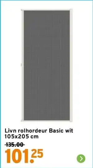 GAMMA Livn rolhordeur Basic wit 105x205 cm aanbieding