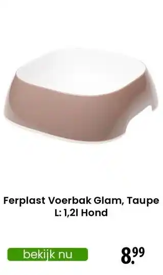 Zooplus Ferplast Voerbak Glam, Taupe L: 1,2l Hond aanbieding