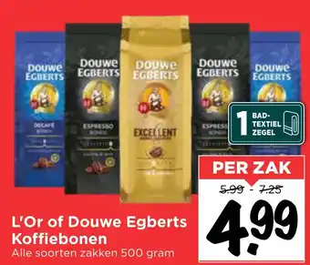 Vomar Voordeelmarkt L'Or of Douwe Egberts Koffiebonen 500g aanbieding