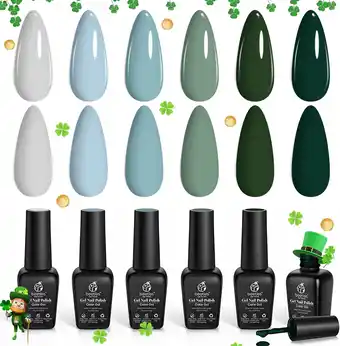 Amazon Beetles Blauw Groene Gel Nagellak, 6 Kleuren Mistig Grijs Donkergroen Baby Blauwe Kleur UV Gellak Grenzeloos Bos Set, UV Nage aanbieding