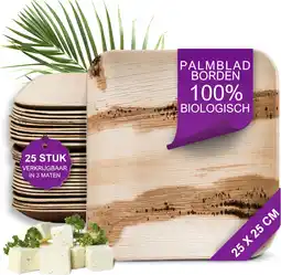 Amazon Waipur Bio Palmblad Borden – 25x Vierkant Bord 25x25cm - Composteerbaar Eersteklas Wegwerp Servies - Milieuvriendelijke Wegwe aanbieding