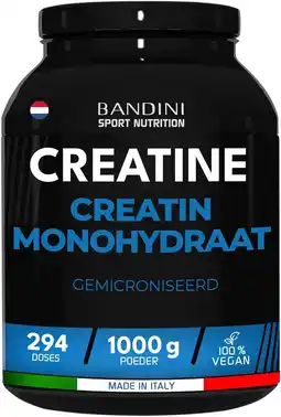 Amazon Bandini Creatine Monohydraat Gemicroniseerd 1kg/1000g 100% zuiver poeder - Veganistisch - Voedingssupplement voor sportschool aanbieding