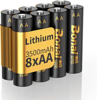 Amazon BONAI Lithium batterijen, niet oplaadbaar 1.5 V 3000 mAh AA duurzame en lekvrije AA-batterijen voor zaklamp, speelgoed, afsta aanbieding