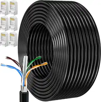 Amazon Internet Kabel 30 Meter Cat 6 Afgeschermd Buiten Bulk Ethernetkabel Extra Lange Netwerkkabel Installeren Waterdicht Weerbeste aanbieding