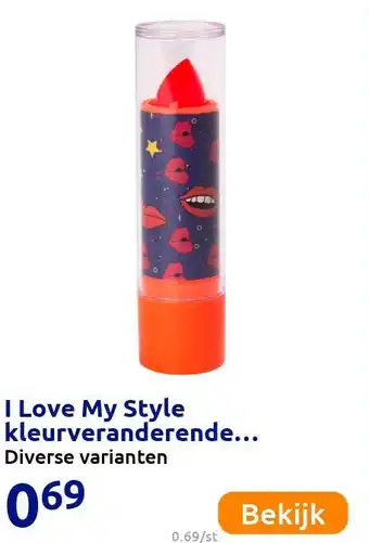 Action I Love My Style kleurveranderende lippenstift aanbieding