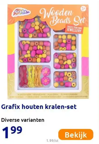 Action Grafix houten kralen-set aanbieding