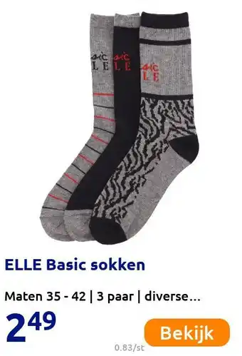 Action ELLE Basic sokken aanbieding