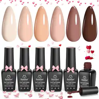 Amazon Beetles 6 Kleuren Huidtinten UV Gel Nagellak - Nude Roze Bruin Neutraal Perzik Kleur Gellak Diy Manicure Cadeau voor Haar aanbieding