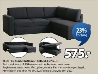 Jysk BEDSTED SLAAPBANK MET CHAISE LONGUE aanbieding