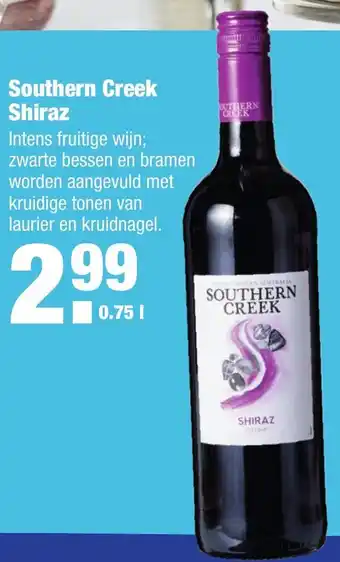 ALDI Southern Creek Shiraz 750ml aanbieding