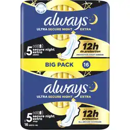 Albert Heijn Always Ultra secure night extra wings big pack aanbieding