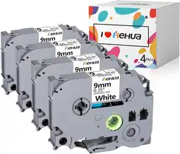 Amazon 4x hehua Compatibel met Brother P-touch Tape TZe-221 9mm, Zwart op Wit tze221 tze 221 tz221 Compatibel met P-touch H100LB H10 aanbieding