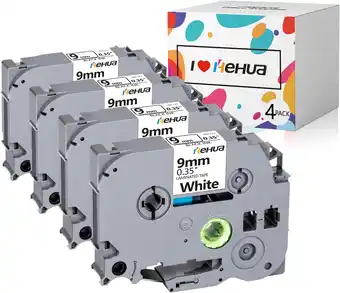 Amazon 4x hehua Compatibel met Brother P-touch Tape TZe-221 9mm, Zwart op Wit tze221 tze 221 tz221 Compatibel met P-touch H100LB H10 aanbieding