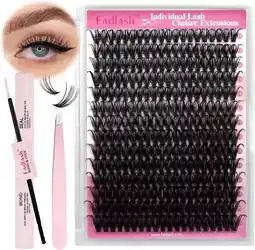 Amazon Fadlash Individual Eyelashes Cluster Lashes Kit 0.07 D Curl 15-20mm 40D Eyelashes Extension Kit Natuurlijke Cluster Wimpers m aanbieding