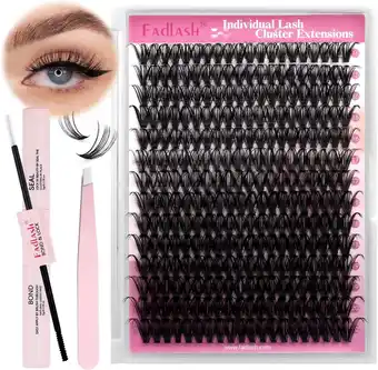 Amazon Fadlash Individual Eyelashes Cluster Lashes Kit 0.07 D Curl 15-20mm 40D Eyelashes Extension Kit Natuurlijke Cluster Wimpers m aanbieding