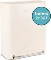 Bol.com Homra Rockx Prullenbak 60 Liter - Duo Pedaalemmer 2X30L met Geurfilter - RVS Afvalscheidingsprullenbak 2 Vakken - Recycle Afv aanbieding