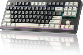 Amazon YUNZII YZ87 Pakking Mechanisch Toetsenbord, TKL Draadloze Hot-Swap Gaming Toetsenbord met 4-Layer Padding, BT5.0/2.4G/USB-C N aanbieding