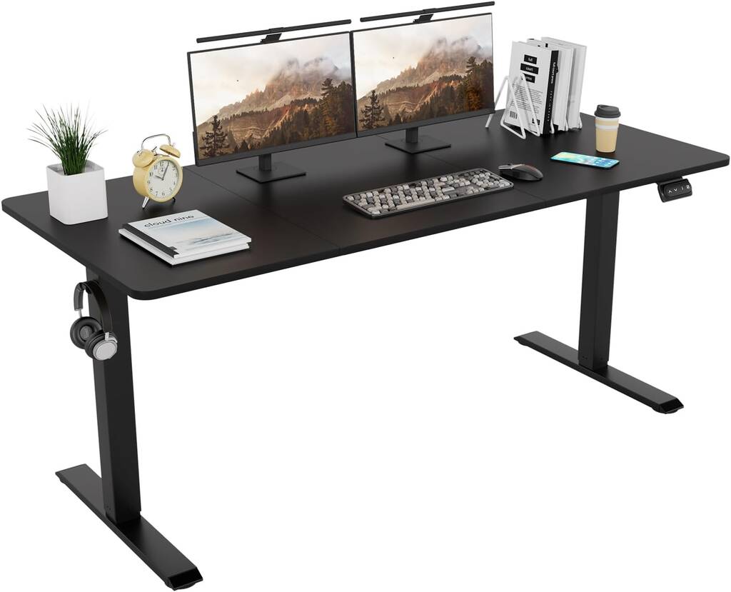 TRIUMPHKEY Elektrisch in hoogte verstelbaar bureau, 120 x 60 cm, statafel, geheugen voor 2 hoogtes, kabeldoorvoer, bureaublad verstelbaar van 71-119 cm, wit