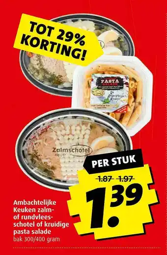 Boni Ambachtelijke Keuken Zalm- Of Rundvleesschotel Of Kruidige Pasta Salade Tot 29% Korting aanbieding