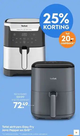 Blokker Tefal airfryers Easy Fry Java Pepper en Grill aanbieding