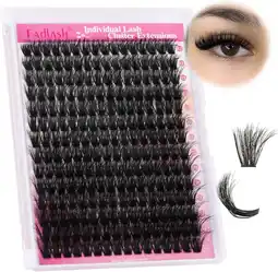 Amazon Individuele Cluster Wimpers Extensions FADLASH 100D 0.07 D Krul 3D Effect 12-18mm Gemengde Trays Individuele Cluster Wimpers aanbieding