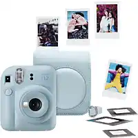 Bol.com Fujifilm instax Mini 12 Bundel - Instant camera + 1 x 10 stuks film cameratas & stickers - Pastel Blue aanbieding