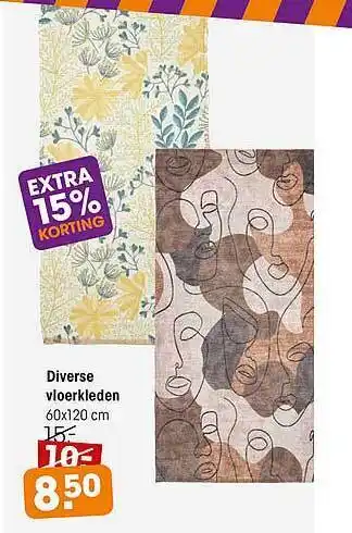 Kwantum Diverse Vloerkleden 60x120 Cm aanbieding