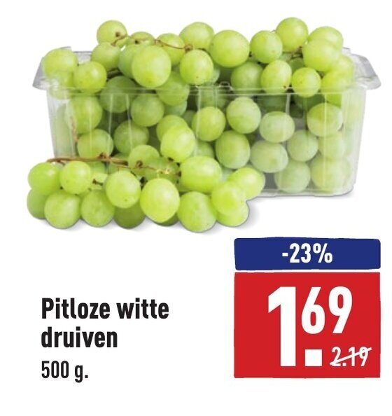Pitloze witte druiven 500g aanbieding bij