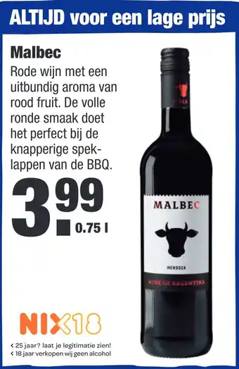 ALDI Malbec 0,75 liter aanbieding