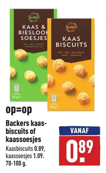 ALDI Backers kaas- biscuits of kaassoesjes 70-100g aanbieding