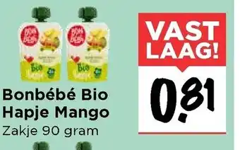 Vomar Voordeelmarkt Bonbebe Bio Hapje Mango 90 gram aanbieding