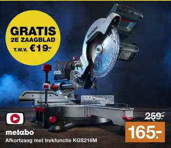 BOUWMAAT Metabo Afkortzaag Met Trekfunctie KGS216M aanbieding