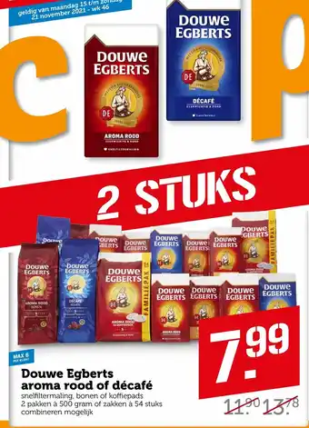 Coop Douwe Egberts aroma rood of decafe 500 gram aanbieding