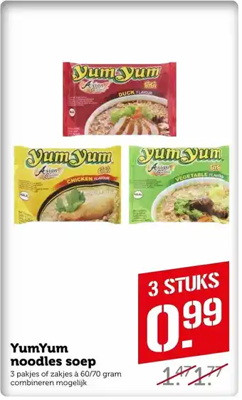 Coop YumYum noodles soep 60/70 gram aanbieding