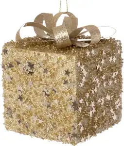 Intratuin Intratuin kerst ornament Lahja cadeau ster crème 6 x 6 x 8,5 cm aanbieding