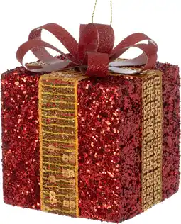 Intratuin Intratuin kerst ornament Lahja cadeau rood / goud 8 x 8 x 12 cm aanbieding