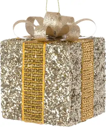 Intratuin Intratuin kerst ornament Lahja cadeau crème / goud 8 x 8 x 12 cm aanbieding