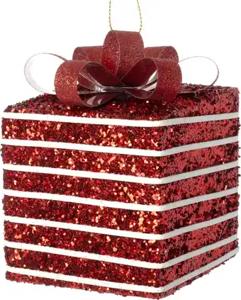 Intratuin Intratuin kerst ornament Lahja cadeau rood / wit 6 x 6 x 8,5 cm aanbieding