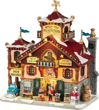 Intratuin Lemax Santa's Wonderland kersthuisje north pole outfitters (kledingwinkel) 14,5 x 23,5 x 24,7 cm aanbieding