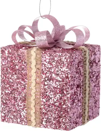 Intratuin Intratuin kerst ornament Lahja cadeau roze / zilver 6 x 6 x 8,5 cm aanbieding