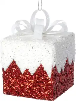 Intratuin Intratuin kerst ornament Lahja cadeau wit / rood 6 x 6 x 8,5 cm aanbieding