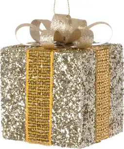 Intratuin Intratuin kerst ornament Lahja cadeau crème / goud 6 x 6 x 8,5 cm aanbieding