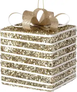 Intratuin Intratuin kerst ornament Lahja cadeau crème / wit 8 x 8 x 12 cm aanbieding