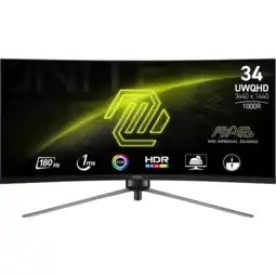 MediaMarkt MSI Mag 345cqr - 34 Inch 3440 X 1440 (ultrawide Quad Hd) 1 Ms 180 Hz aanbieding