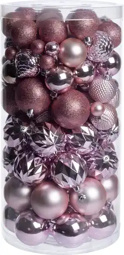 Intratuin Intratuin kerstbal Flint box paars D 4 / 6 / 8 cm 100-delig aanbieding