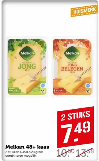 Coop Melkan 48+ kaas 450-520 gram aanbieding